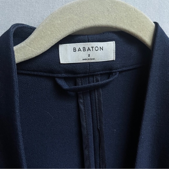 Babaton Aritzia Power Blazer Navy Open-Front 3/4 Sleeve Jacket Sz 2 - Picture 7 of 12